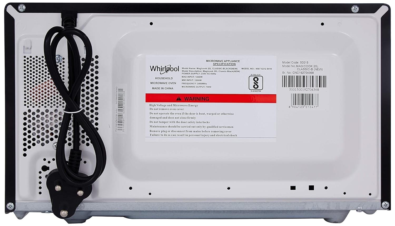 Whirlpool Microwave MAGICOOK 20L CLASSIC-BLACK(NEW) - Image 3